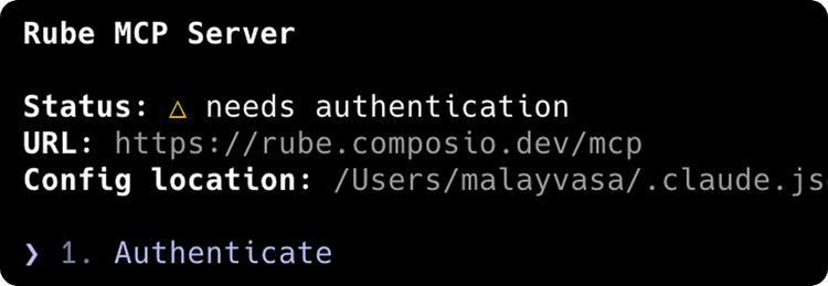 Authenticate in Rube MCP Server